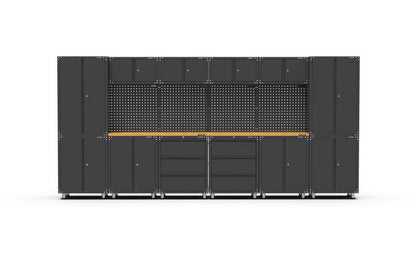 4056mm x 480mm x 1870mm Black Workshop Garage Storage Cabinet Set