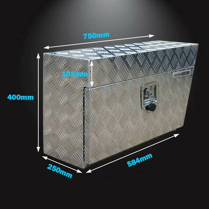 Ultra Tools 1.5mm Aluminium 750x250x400mm Under Tray Side Tool Box Left Side