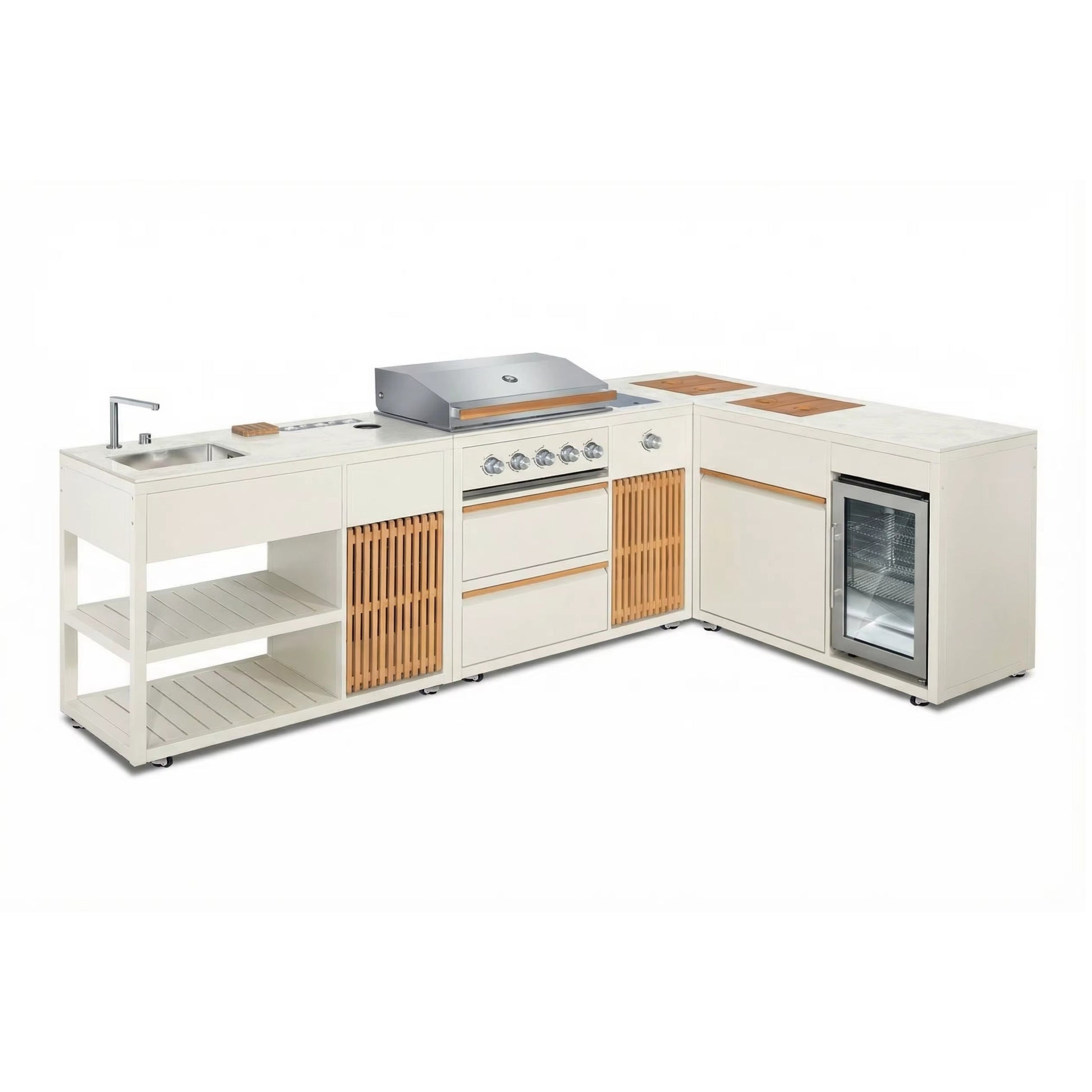 Outdoor Kitchen 4-in-1 Grill, Sink, Fridge & Corner Configuration  Steelmates