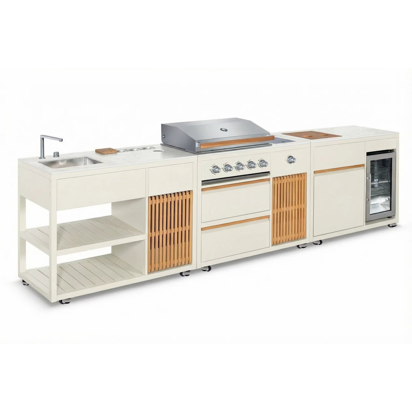 Outdoor Kitchen 3-in-1 Grill, Sink & Fridge Configuration  Steelmates