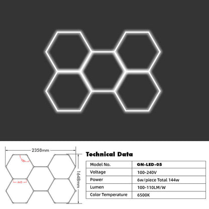 Wall Mount and Office Hexagon LED Light 2358 x 1648 mm - 5 Grid System  steelmates