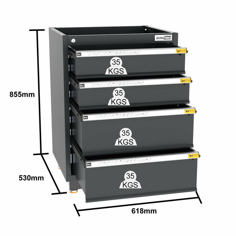 PRO SERIES 3718MM x 580MM x 2020MM BLACK WORKSHOP GARAGE STORAGE CABINET SET