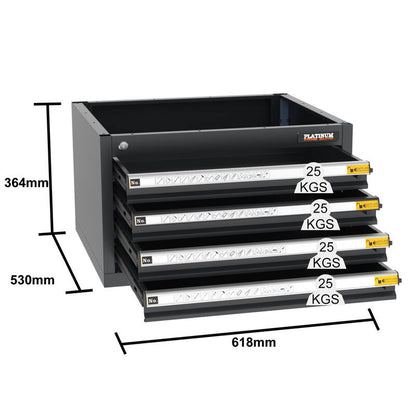 PRO SERIES 2475MM X 580MM X 2020MM BLACK WORKSHOP GARAGE STORAGE CABINET SET