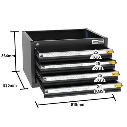 PRO SERIES 2610/3240mm x 580mm x 2020mm BLACK WORKSHOP GARAGE STORAGE CABINET