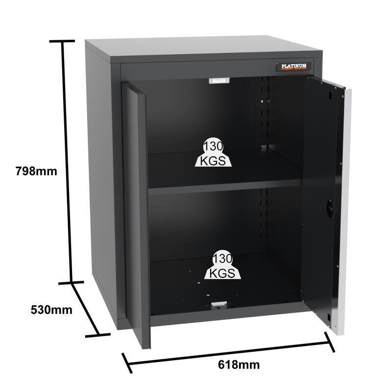 PRO SERIES 2475MM X 580MM X 2020MM BLACK WORKSHOP GARAGE STORAGE CABINET SET