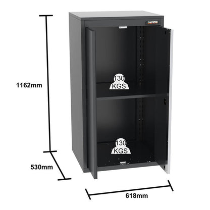 PRO SERIES 2610/3240mm x 580mm x 2020mm BLACK WORKSHOP GARAGE STORAGE CABINET