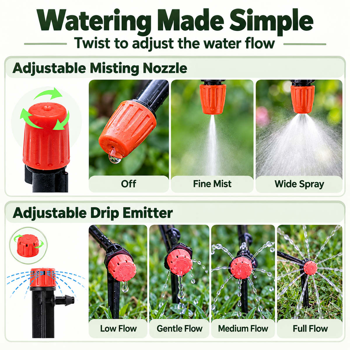 40M PVC Drip Irrigation System Kit Automatic Garden Watering & Misting Cooling Set  Steelmates