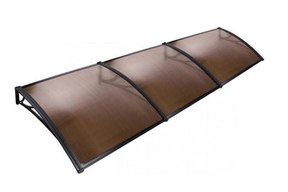 Door Canopy W300xD100cm DIY Window Door Awning Sun Shade with Tinted Roof Panel  steelmates
