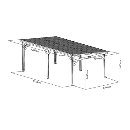5810 L x 3380 W x 2490 H Outdoor Patio Cedar Wood Gazebo