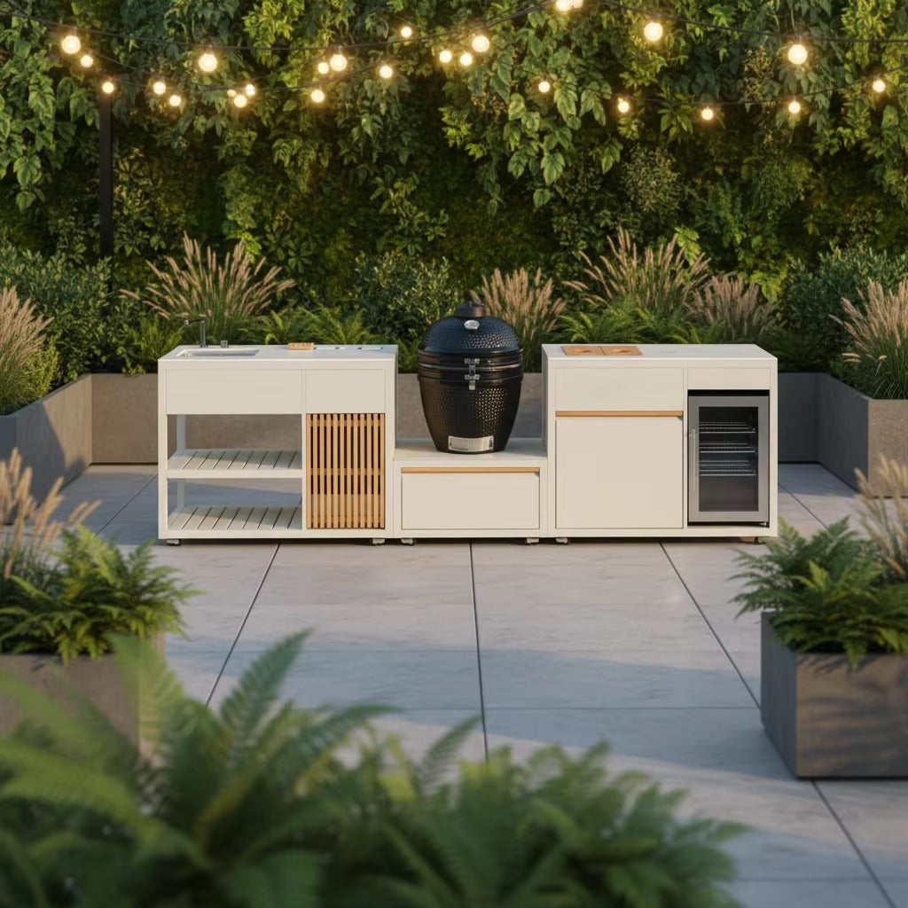 Outdoor Kitchen 3-in-1 Kamado, Sink & Fridge Configuration  Steelmates