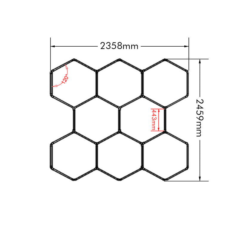 Wall Mount and Office Hexagon LED Light 2459 x 2358 mm - 8 Grid System