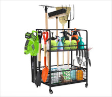 Garden Tool Storage Organizer with Wheels – Multi-Function Metal Rack  Steelmates