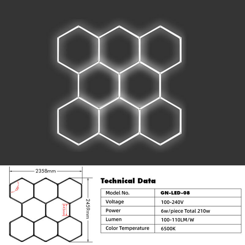 Wall Mount and Office Hexagon LED Light 2459 x 2358 mm - 8 Grid System