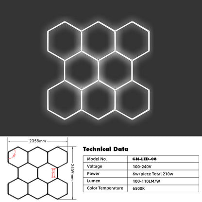Wall Mount and Office Hexagon LED Light 2459 x 2358 mm - 8 Grid System