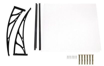Door Canopy W150xD100cm DIY Window Door Awning Sun Shade with Clear Roof Panel