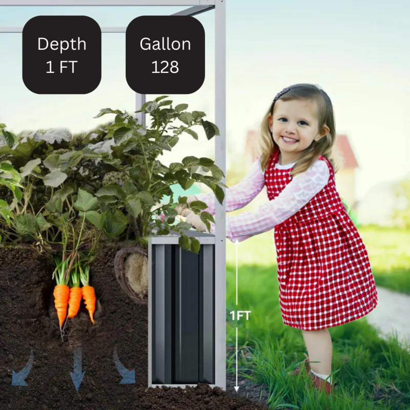 Plant Box / Garden Box/ Raised Garden Bed  With Cover 1740x900x880 Grey