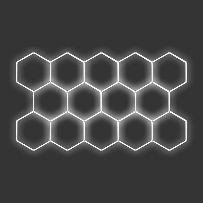 Single Garage Hexagon LED Light 4083 x 2358 mm - 14 Grid System