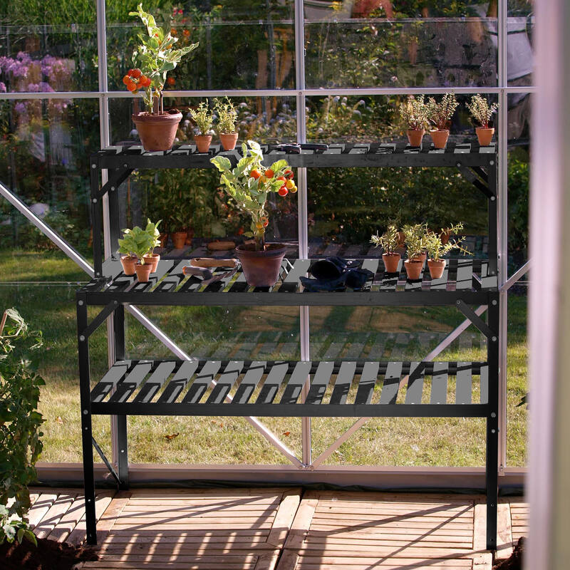 2 Tier Plant Staging for Greenhouse Steel Shelf with Top Tier Staging