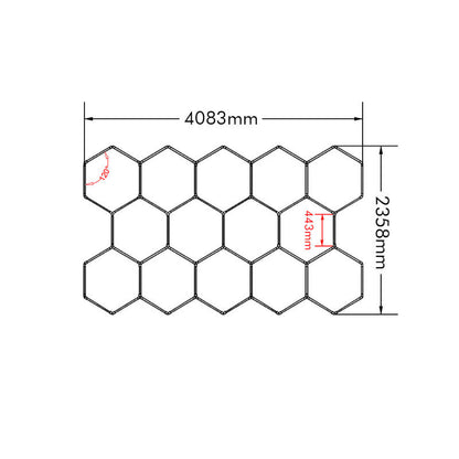 Single Garage Hexagon LED Light 4083 x 2358 mm - 14 Grid System