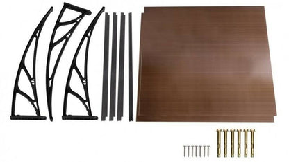 Door Canopy W200xD100cm DIY Window Door Awning Sun Shade with Tinted Roof Panel  steelmates