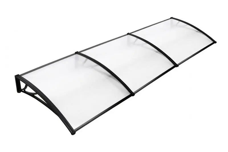Door Canopy W360xD100cm DIY Window Door Awning Sun Shade with Clear Roof Panel steelmates