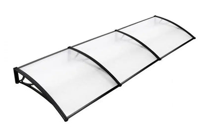 Door Canopy W360xD100cm DIY Window Door Awning Sun Shade with Clear Roof Panel steelmates