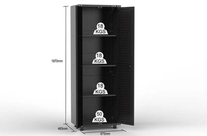 3380mm x 480mm x 1870mm Black Workshop Garage Storage Cabinet Set