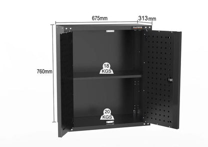 1355mm x 480mm x 2319mm Black Workshop Garage Storage Cabinet Set