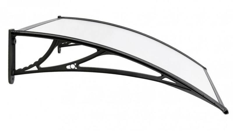 Door Canopy W150xD100cm DIY Window Door Awning Sun Shade with Clear Roof Panel