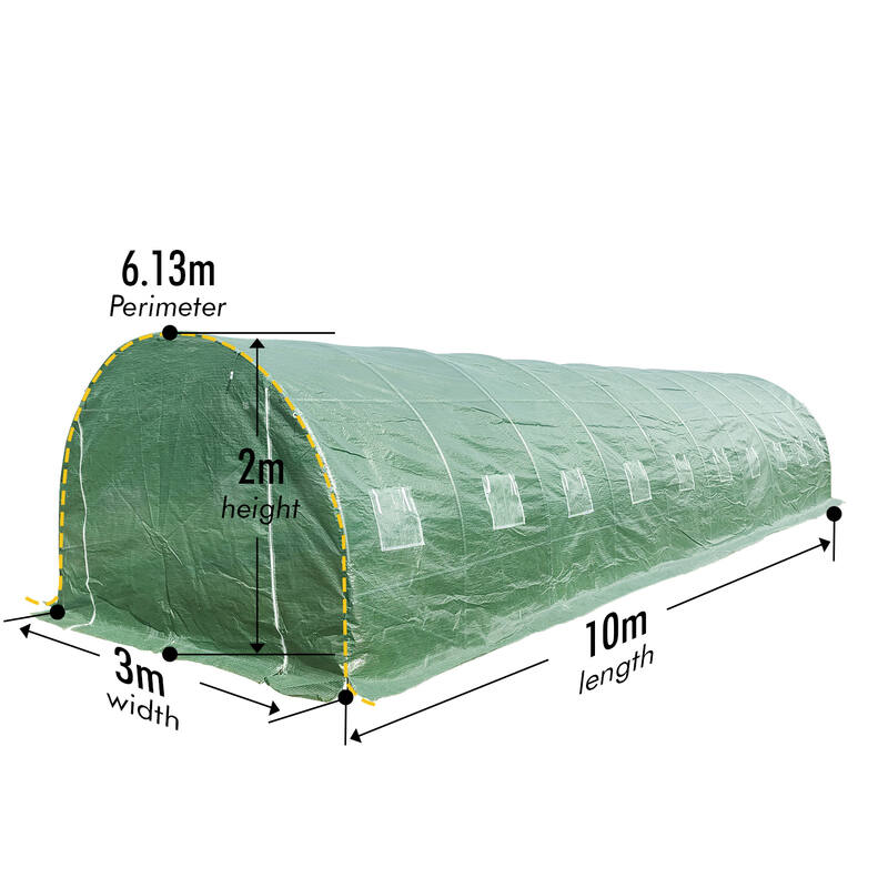 10m x 3m x 2m Strong Tunnel Greenhouses Galvanised Frame