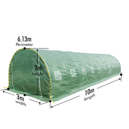 10m x 3m x 2m Strong Tunnel Greenhouses Galvanised Frame