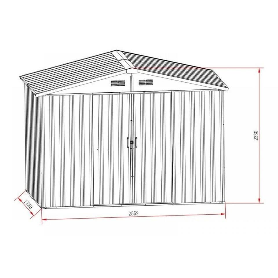 2.55m x 1.72m Gable Roof Garden Shed - AI119  Steelmates