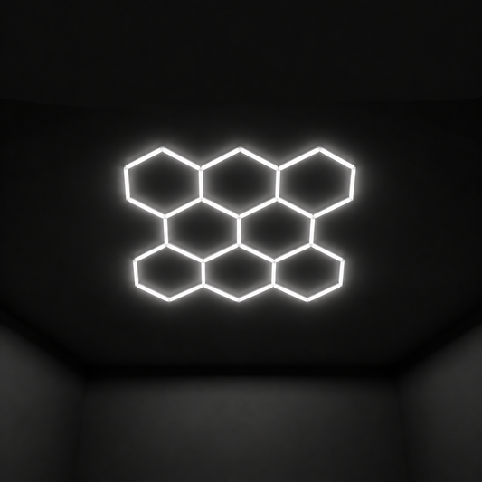Wall Mount and Office Hexagon LED Light 2459 x 2358 mm - 8 Grid System  Steelmates
