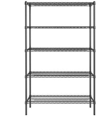Epoxy 5 Tier Chrome Wire Shelving 900x450xH1800 Black Refrigerate