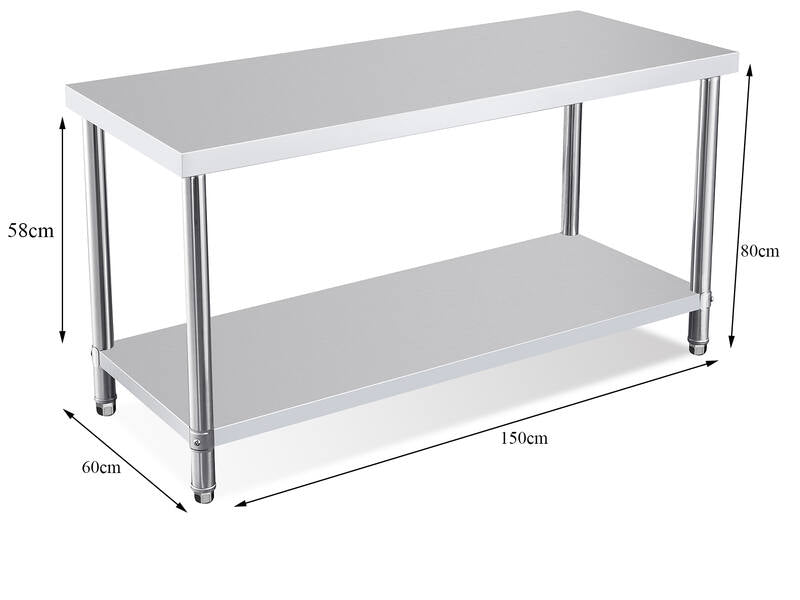 Commercial Stainless Steel Kitchen Bench 1.5m