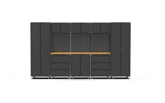 3380mm x 480mm x 1870mm Black Workshop Garage Storage Cabinet Set steelmates
