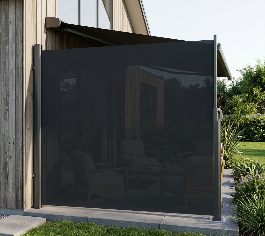 Aluminum Retractable Side Awning Shade 2m x 3m - Grey  steelmates