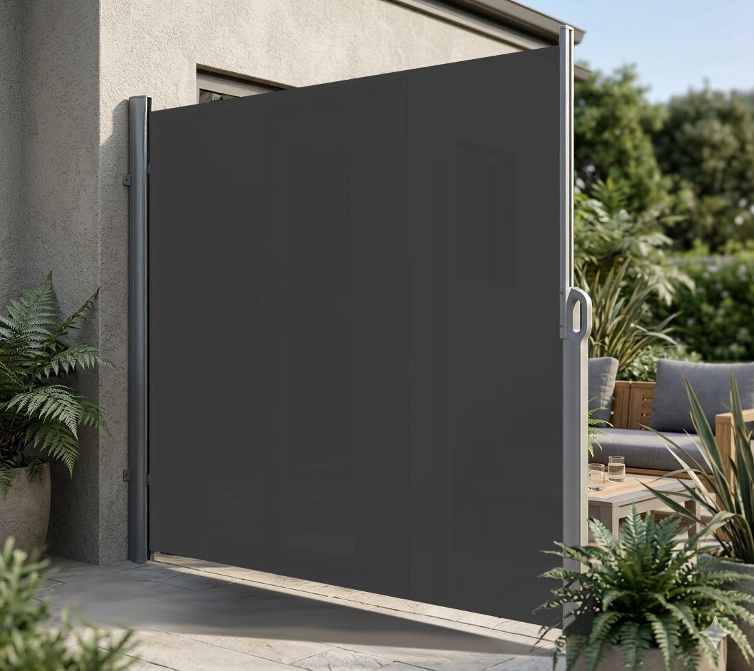 Aluminum Retractable Side Awning Shade 2m x 3m - Grey  steelmates