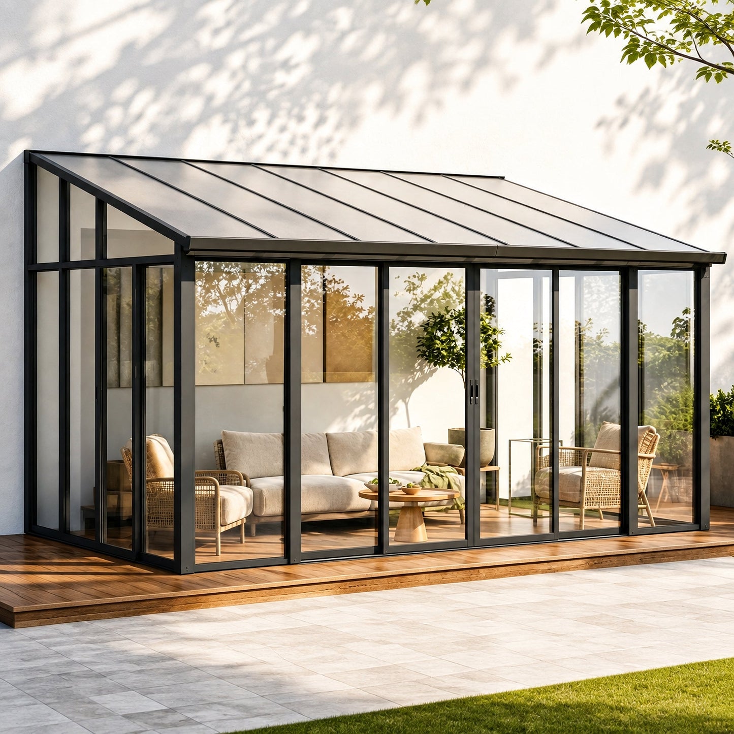 Modern Aluminium Frame Sunroom with Sliding Doors  Steelmates
