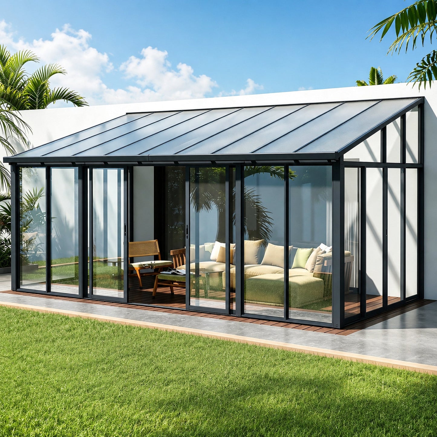 Modern Aluminium Frame Sunroom with Sliding Doors  Steelmates