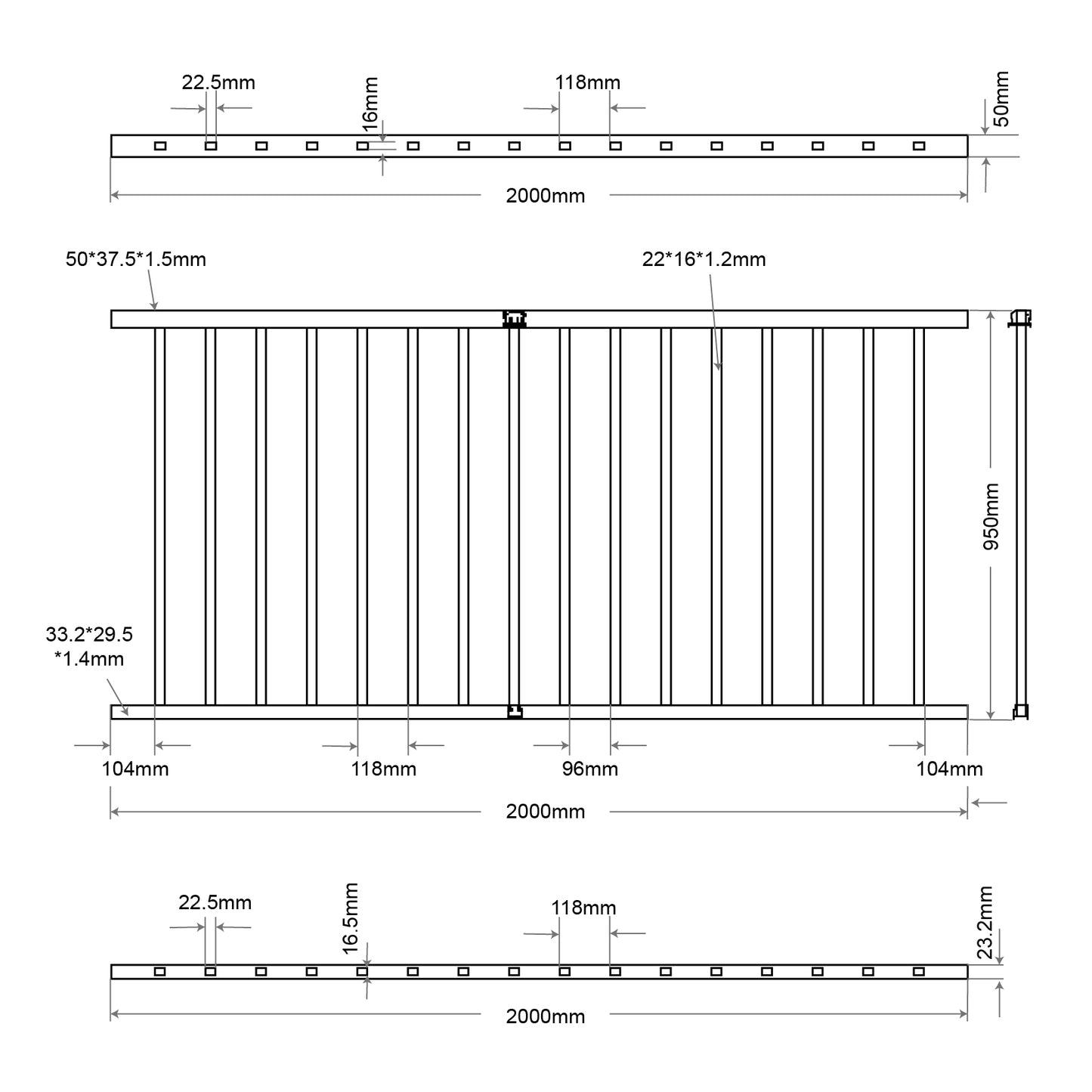 DIY Balcony Railing 2000×950mm