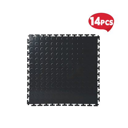 Heavy Duty Interlocking Floor Tiles,Coin Top,500×500×6mm-Black