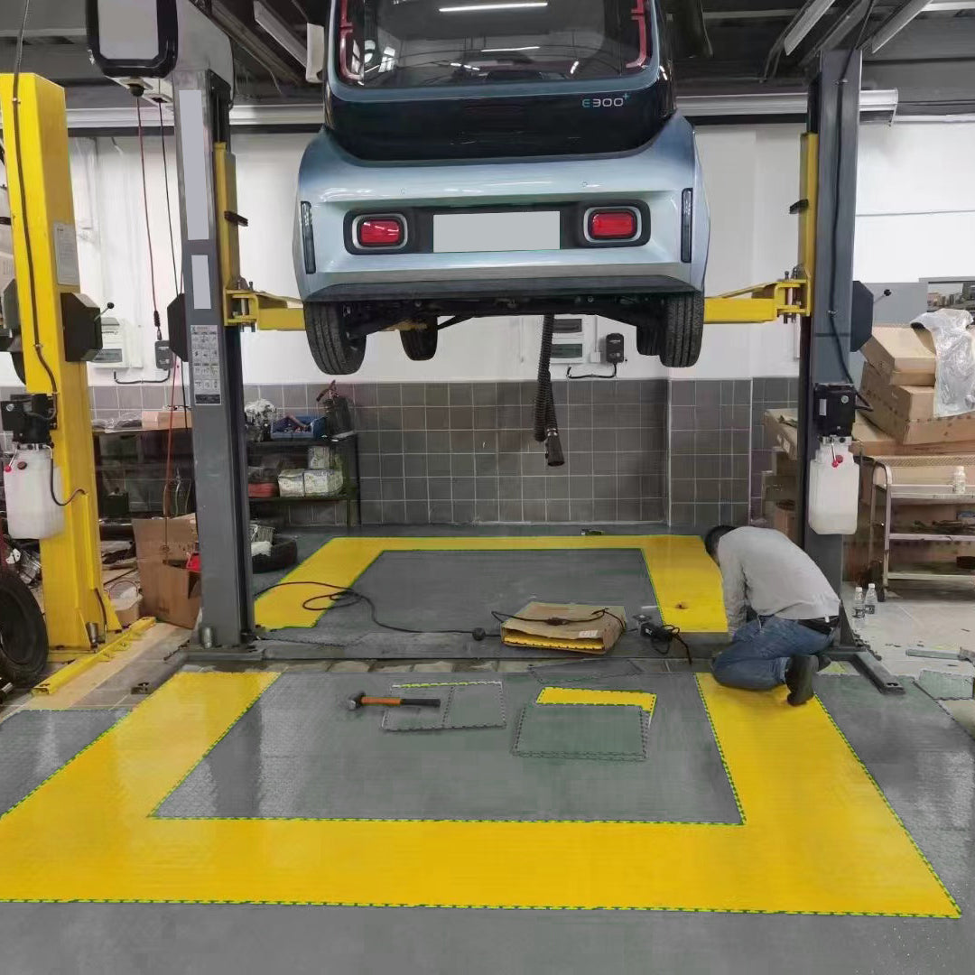 Heavy Duty Interlocking Floor Tiles,Coin Top,500×500×6mm-Black