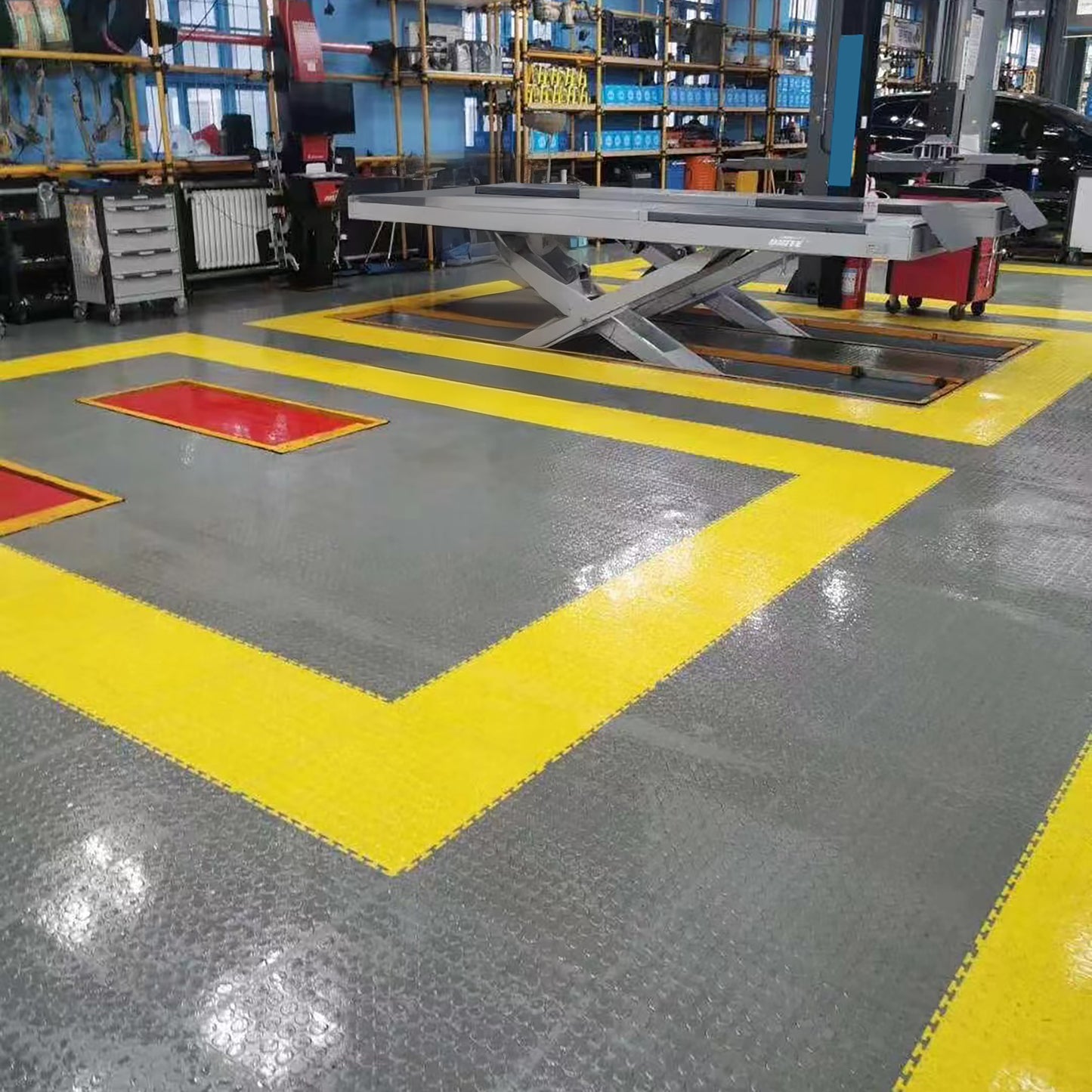 Heavy Duty Interlocking Floor Tiles,Coin Top,500×500×6mm-Black