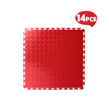Heavy Duty Interlocking Floor Tiles,Coin Top,500×500×6mm-Red
