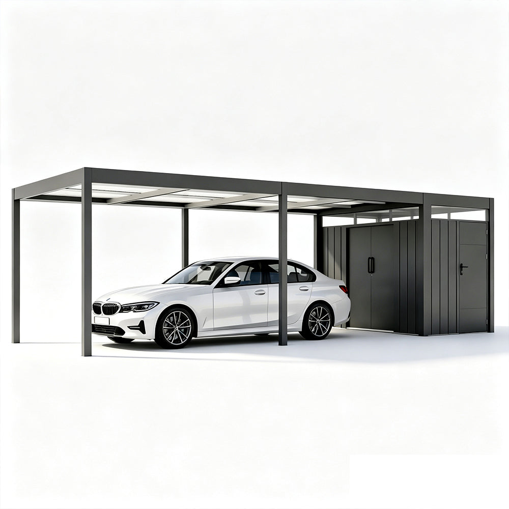 Galvanized Steel Carport with Sloped Roof 320 x 630 x 243cm  Steelmates