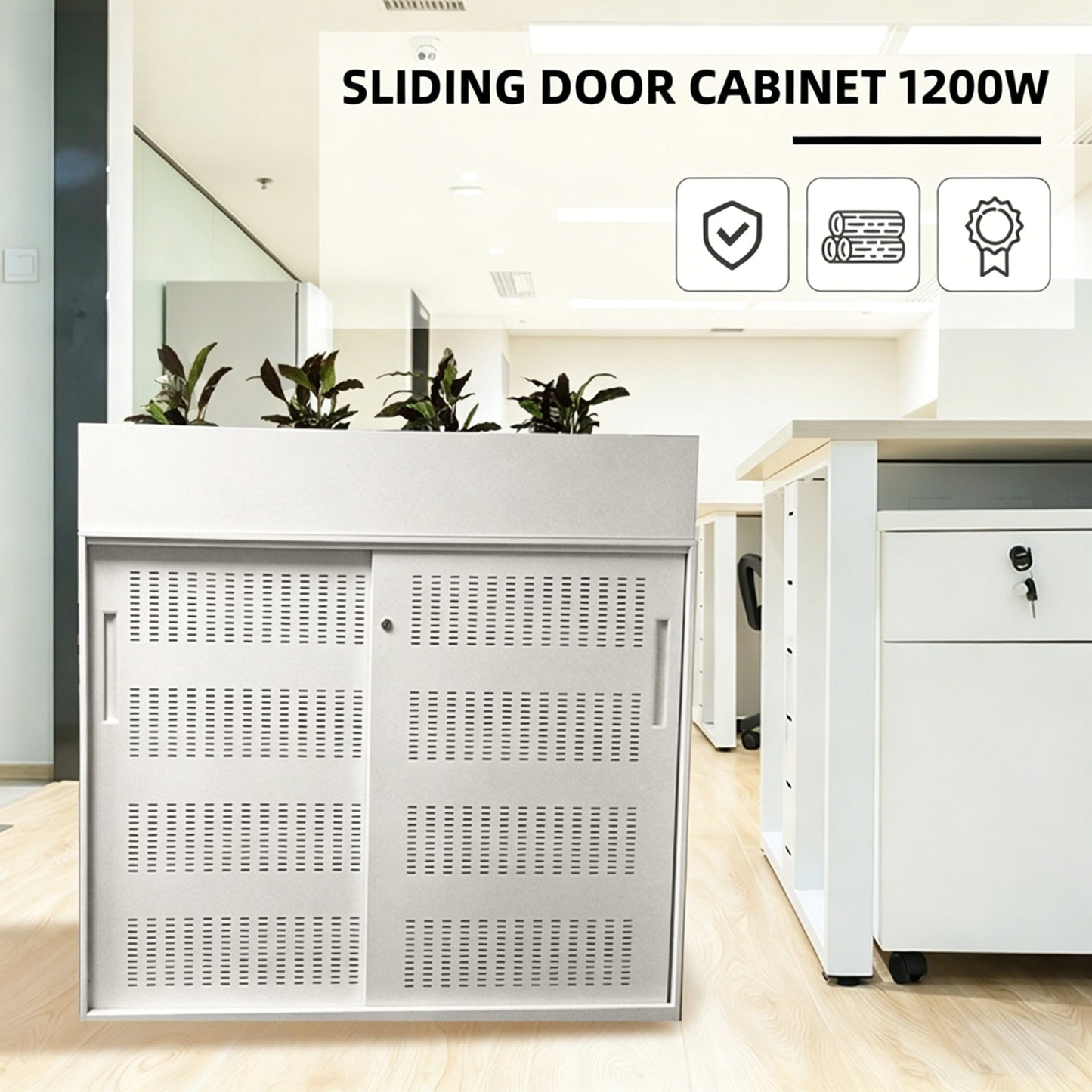 Metal Filing Cabinet  Storage Partition 1.2m wide sliding doors/ Office Cabinet/ Garage Storage Cabinet  steelmates