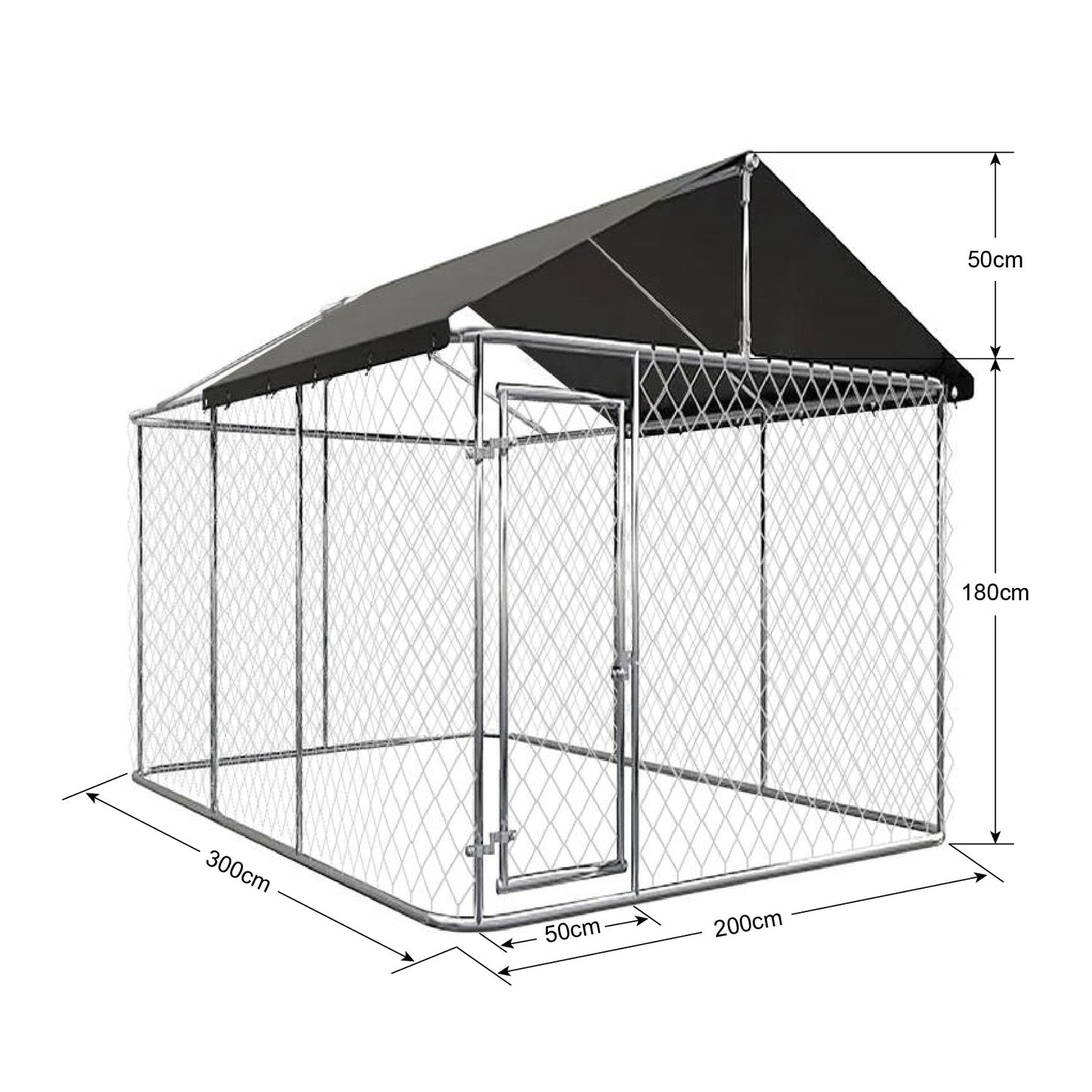 Large Dog Run Outdoor with Cover 2m Wide Series  steelmates