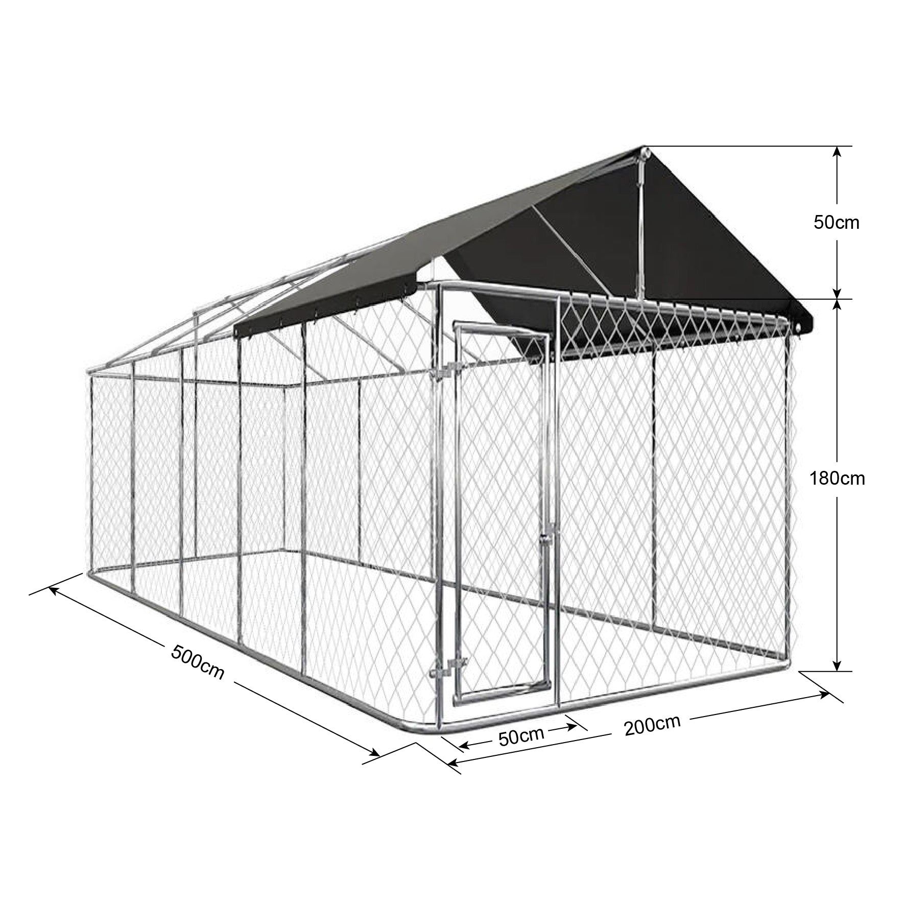 Large Dog Run Outdoor with Cover 2m Wide Series  steelmates
