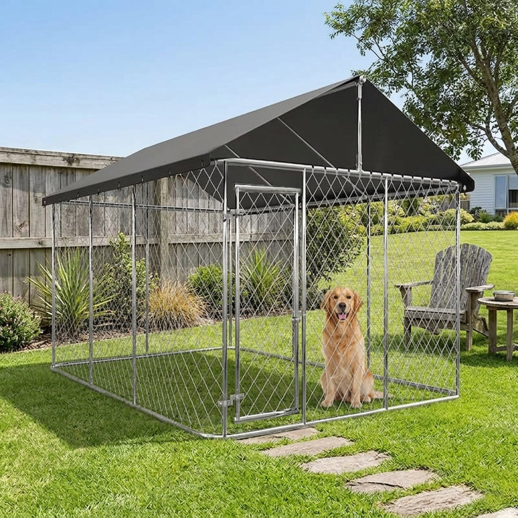 Large Dog Run Outdoor with Cover 3x3x1.8m  steelmates